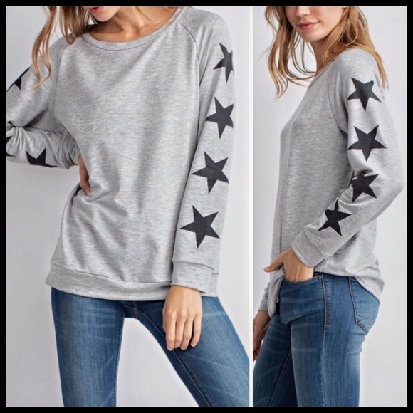 ⭐2X HP⭐ Graphic Star Print Pullover Gray NWT - Picture 1 of 4